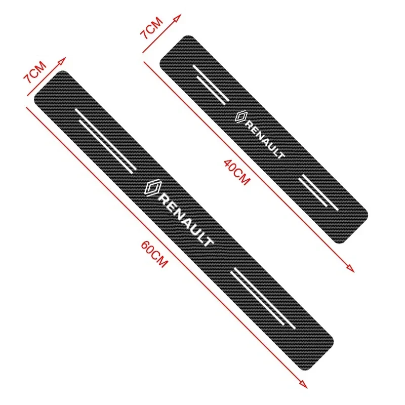 4pcs Carbon Fiber Car Sticker Auto Door Threshold Scratch Waterproof For Renault Megane 2 3 4 Twingo Clio Talisman Captur Trafic image 3