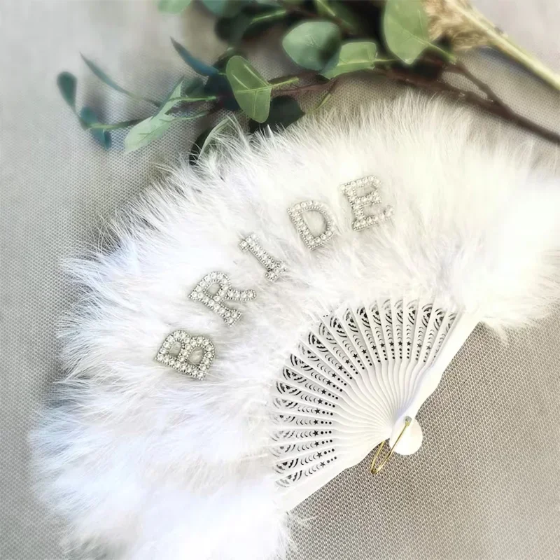 Bride Fluffy fan bachelorette hen party girls weekend bride to be wedding bridal shower decoration Photo props future Mrs gift