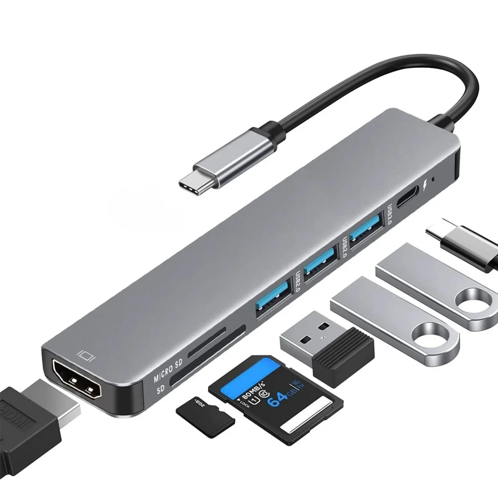 Type-C seven in one expansion dock UBS-C to HDMI USB SD/TF card reader suitable for MacBook Pro