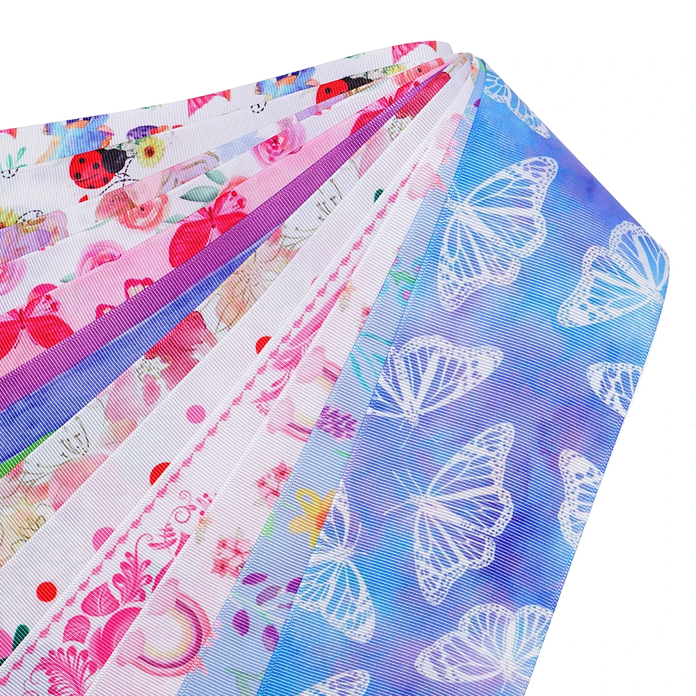 5 Yards Flower Insects Printed Grosgrain Satin Ribbons For Bows DIY Craft Decoration Packaging Supplies. 71579
