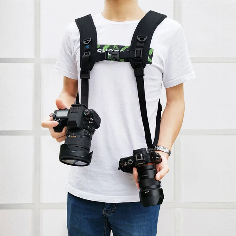 Quick Release Double Shoulder Harness Soft Pad Decompression Foam Strap Belt for DSLR Digital Cameras