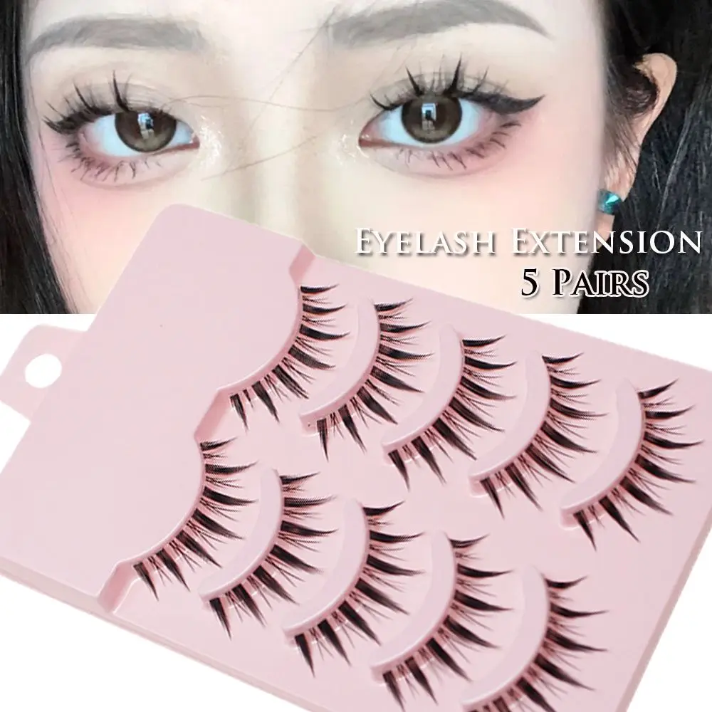 

5 Pairs Woman's Fashion Thick Long Handmade Little Devil 3D Faux Mink Hair Cross False Eyelashes