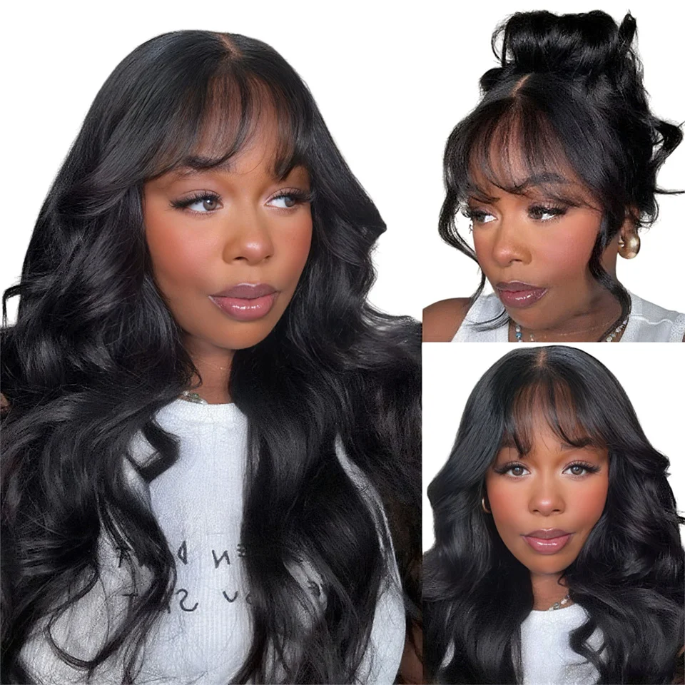 

Wear And Go Straight Human Hair Wigs With Bang 32inch Machine Made Wigs For Women Straight Glueless Wigs Human Hair Easy To Wear