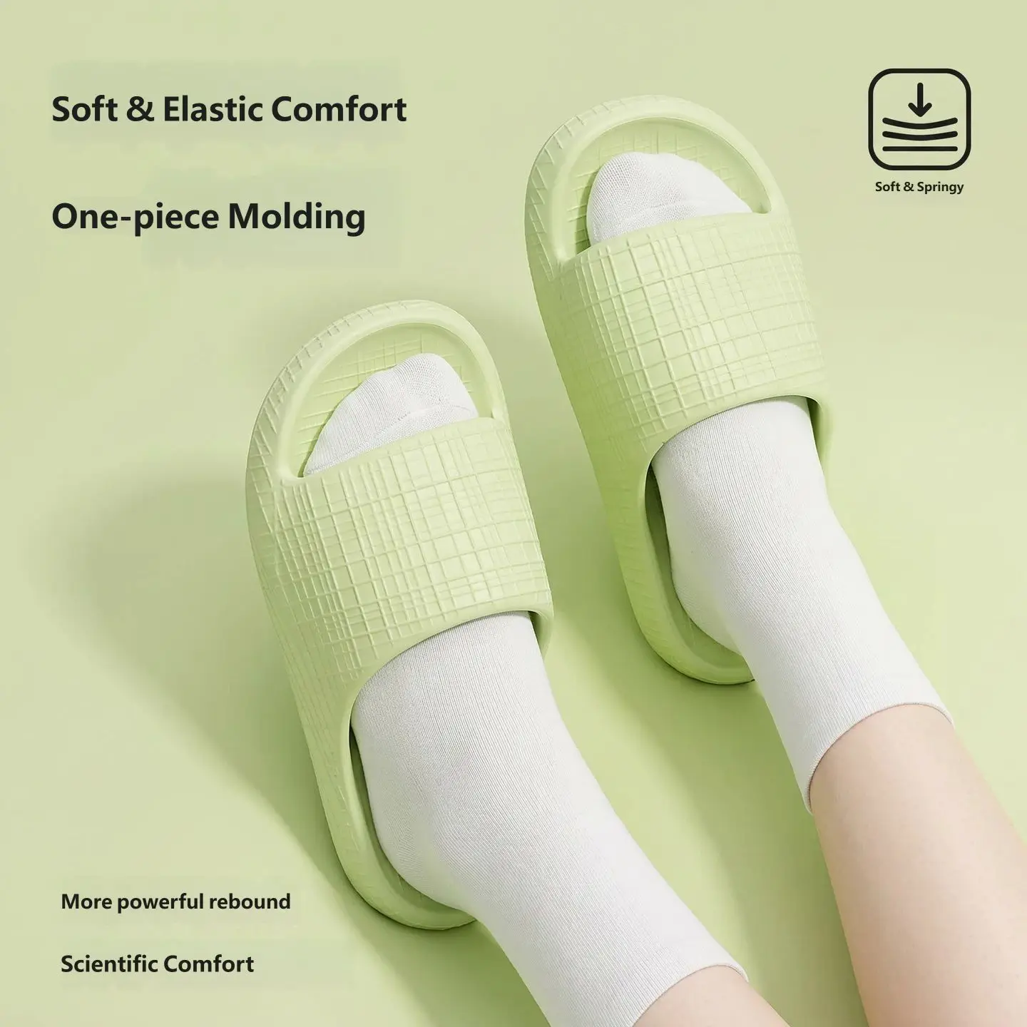 Lightweight Flat EVA Slippers Grid Texture Design Soft Springy Cushion Secure Grip Casual Indoor Outdoor Walking Slides