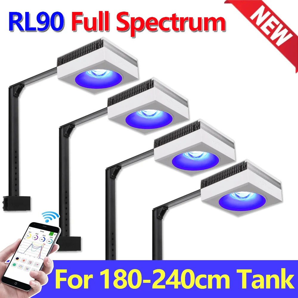 PopBloom-Full Spectrum LED Marine Aquarium Lamp WiFi Program Saltwater LED Aquarium Reef Light for Fish Tanks,LPS,SPS,180-240cm