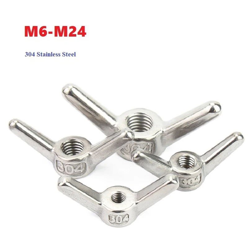 1pcs M6 M8 M10 M12 M14 M16-M24 Butterfly Wing Nuts 304 Stainless Steel Tighten Butterfly Threaded Nut Yuanbao Screw Threaded Nut