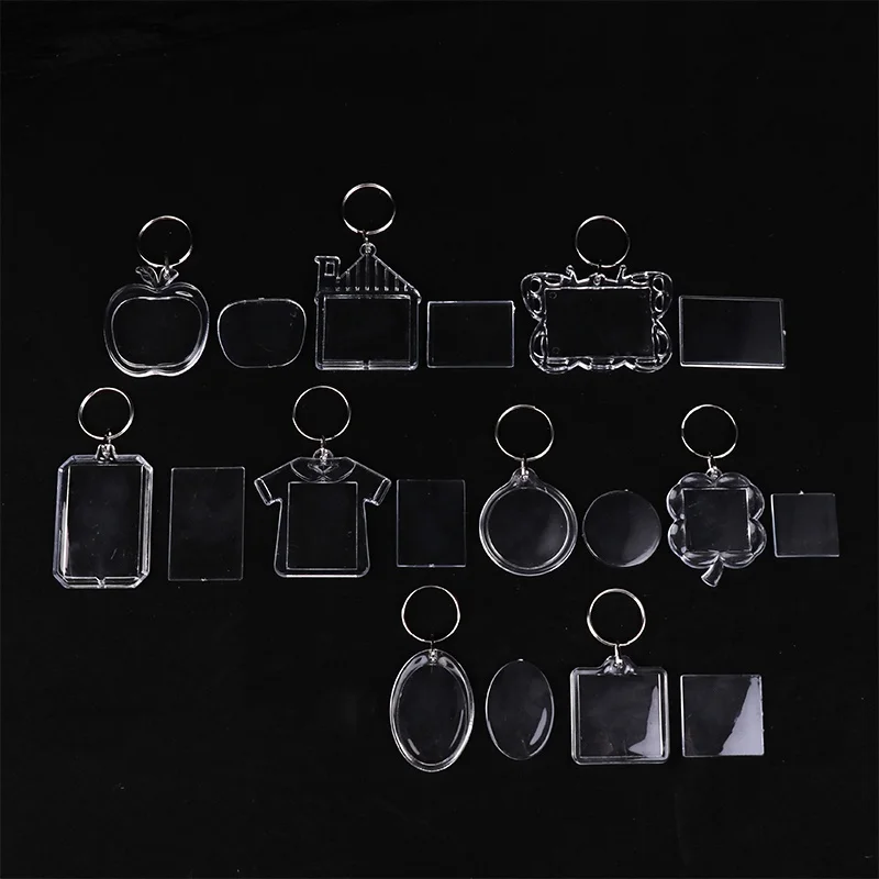 5pcs Transparent Photo Frame Keychain Tassels Snap-In Custom Insert Photo Acrylic Blank Keyring Clear Blank Picture Pendant