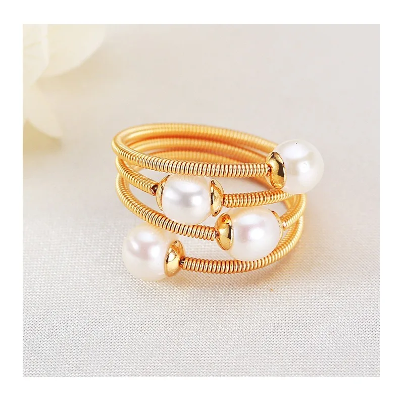 

Real Freshwater Pearl Ring Light Luxury Multi-layer Winding Design Index Finger Ring Simple Handmade Winding Ring Jewelry New