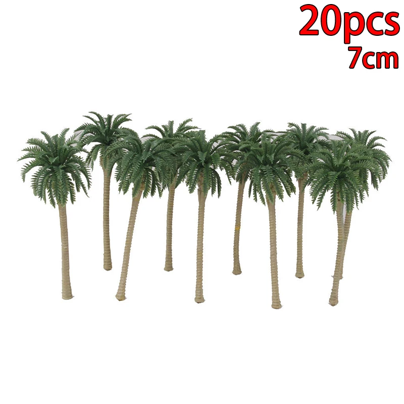 20pcs Plastic Model Coconut Palm Model Trees For Layout Forest Beach Diorama Scenery 1:150 Scale Building Landscape Accessories