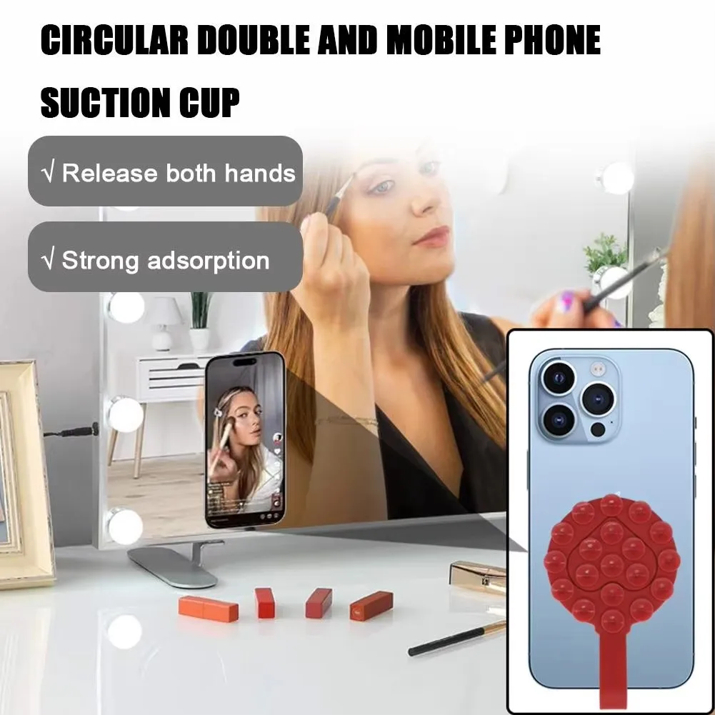 Double Side Silicone Suction Pad For Mobile Phone Fixture Suction Cup Backed Adhesive Silicone Rubber Sucker Pad For Fixed Pad view 2