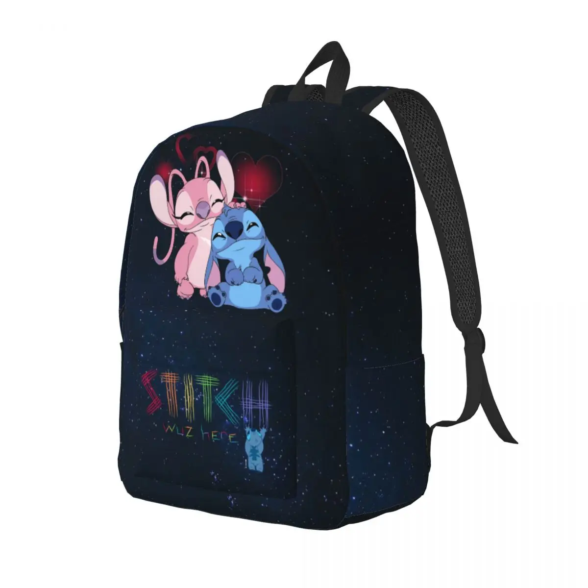 Stitch Was Here Casual Backpack Sports Student Hiking Travel Lilo And Stitch Daypack for Men Women Laptop Shoulder Bag