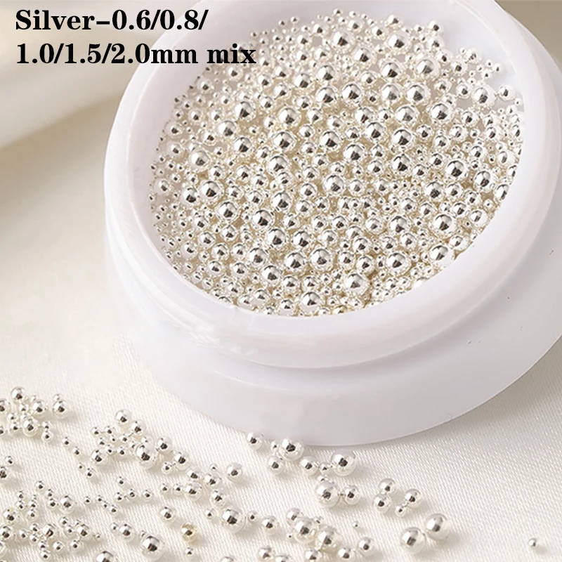 1Box 0.4mm-1.5mm Mini Steel Ball Metal Micro Caviars Alloy Nail Art Rhinestones Jewelry Manicure Accessories DIY Ornaments
