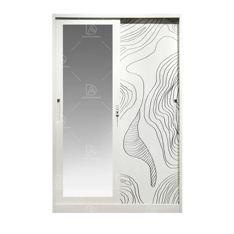 custom.Factory Customized Steel Modern Design Almari Pakaian Metal Wardrobe Apartment Bedroom Furniture with Sliding