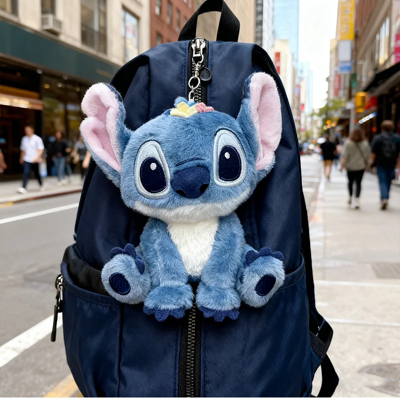 Novo disney dos desenhos animados anime lilo & stitch boneca de pelúcia mochila pingente chaveiro do carro bonito brinquedos de pelúcia presente aniversário das crianças