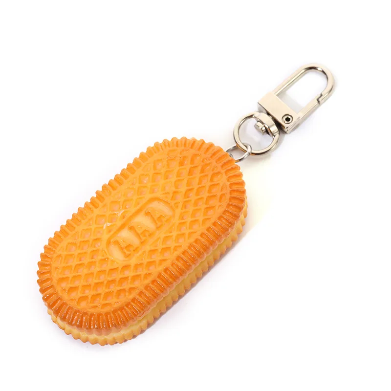 Realistic Cookie Keychain Creative Simulation Food Keychain Cookie Photography Model Car Phone Bag Pendant Key Ring Ornament