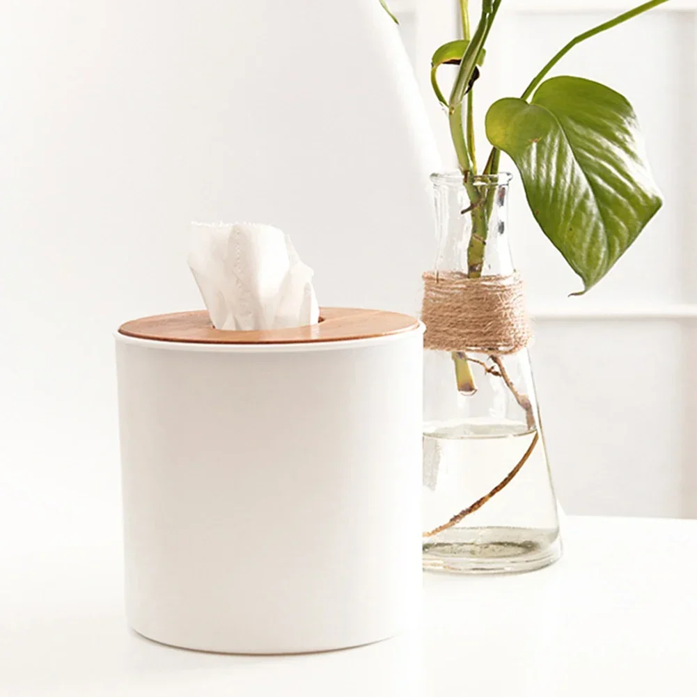 

Home Kitchen Round/Square Wooden Tissue Box Case Napkin Holder Home Organizer Office Table Accessories Napkin Tray