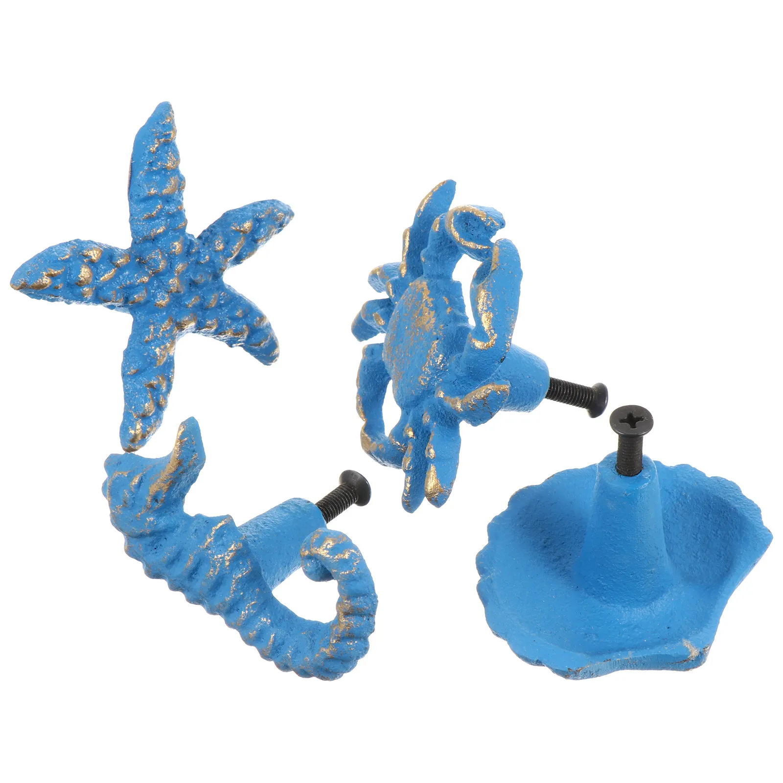 1Set Vintage Marine Animals Cabinet Drawer Handles Moderate Size Easy Install Decorative Iron Closet Knobs Beach Themed Wardrobe
