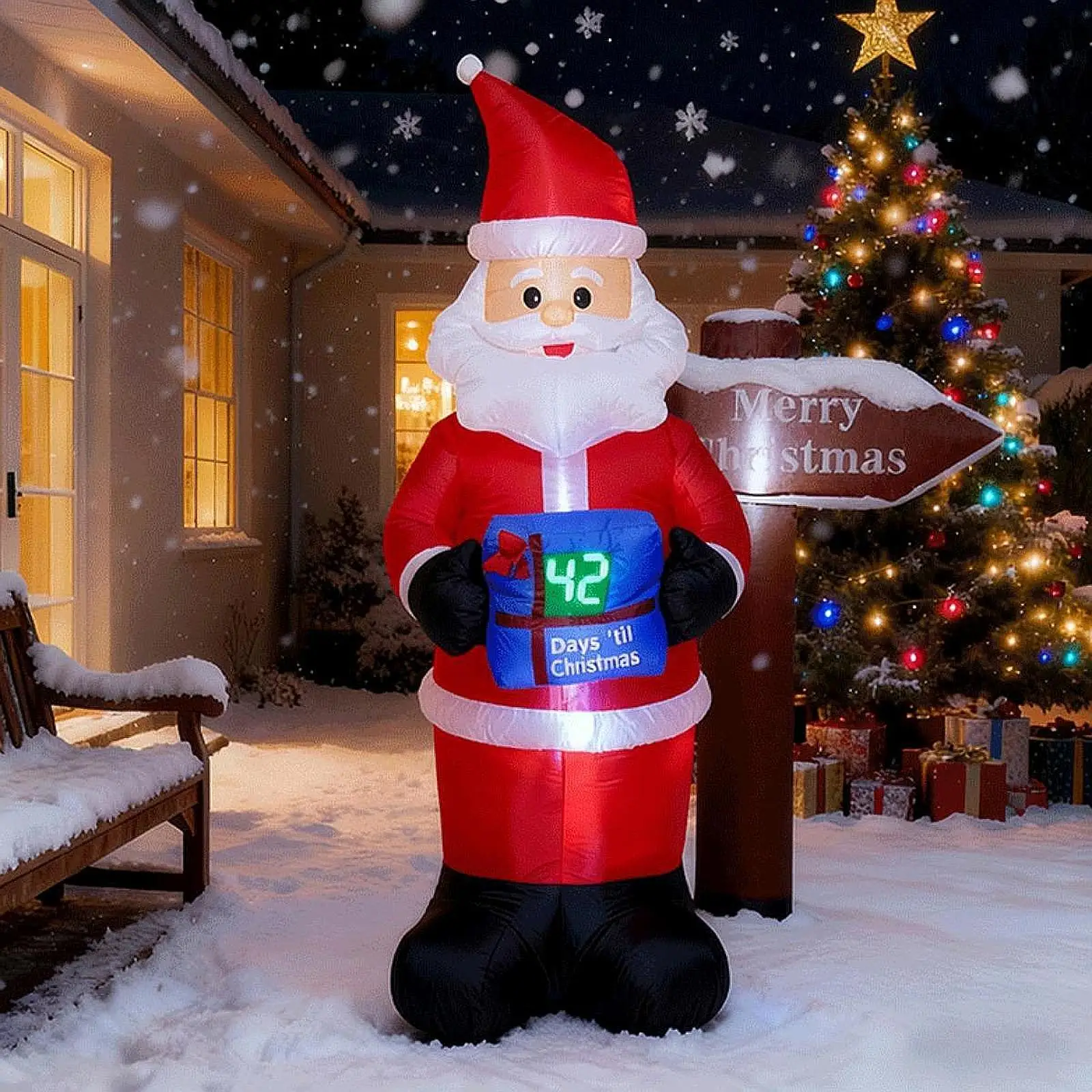 

Christmas Inflatable Santa 2.1M Tall Yard Decoration for Patio Holiday Party