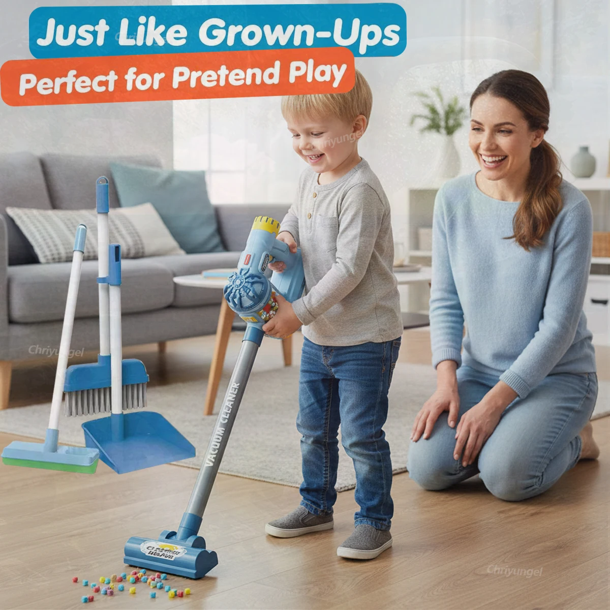 Kinderen Stofzuiger Speelgoedset Fantasiespel Reinigingsspeelgoed Realistisch Huishouden Educatief Speelgoed Cadeaus voor Peuters Jongens Meisjes