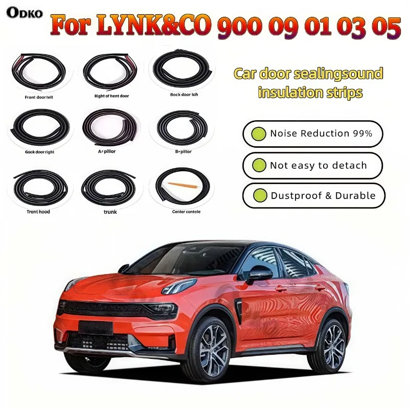 Car Door Seal Strip Rubber Noise Insulation Dustproof Seal Strip For LYNK&CO 900 LYNKCO 09 01 18 03 05 06 07 Car Accessories