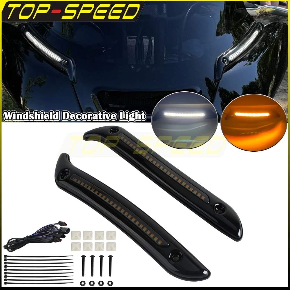 

ST декоративный светильник для лобового стекла мотоцикла, светодиодные накладки на лобовое стекло для Harley Softail Low Rider ST FXLRST El Diablo FXRST 2022