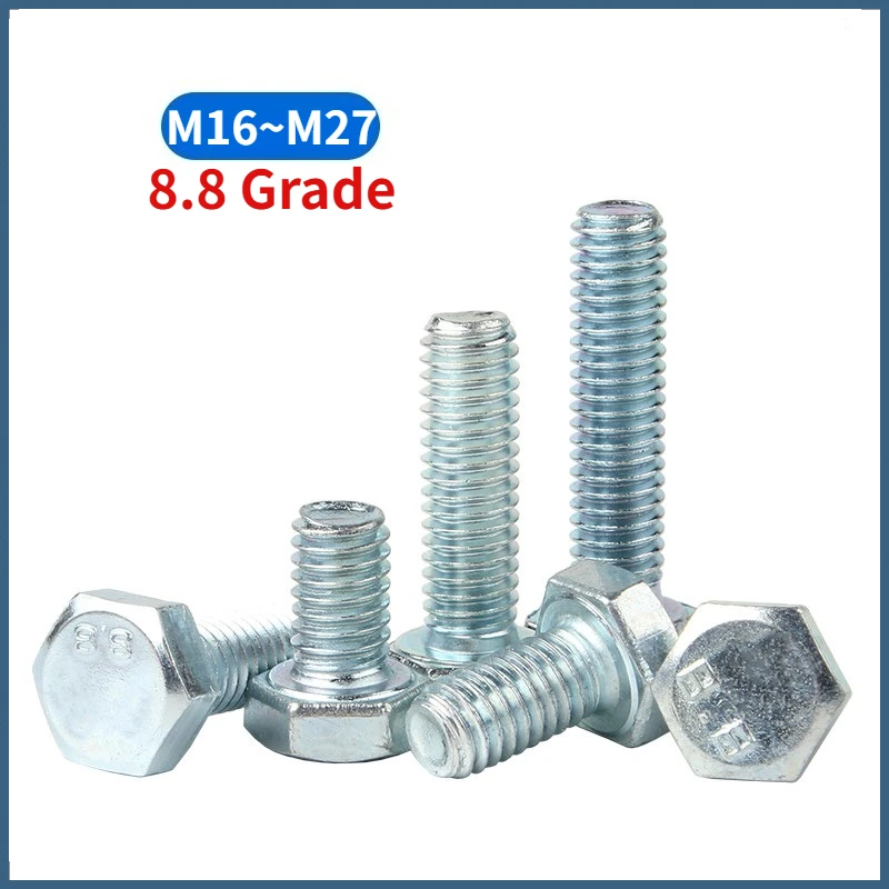 M16 M18 M20 M22 M24 M27 8.8 Grade Carbon Steel Zinc Plated Hexagon Head Bolt External Hex Head Screws DIN933