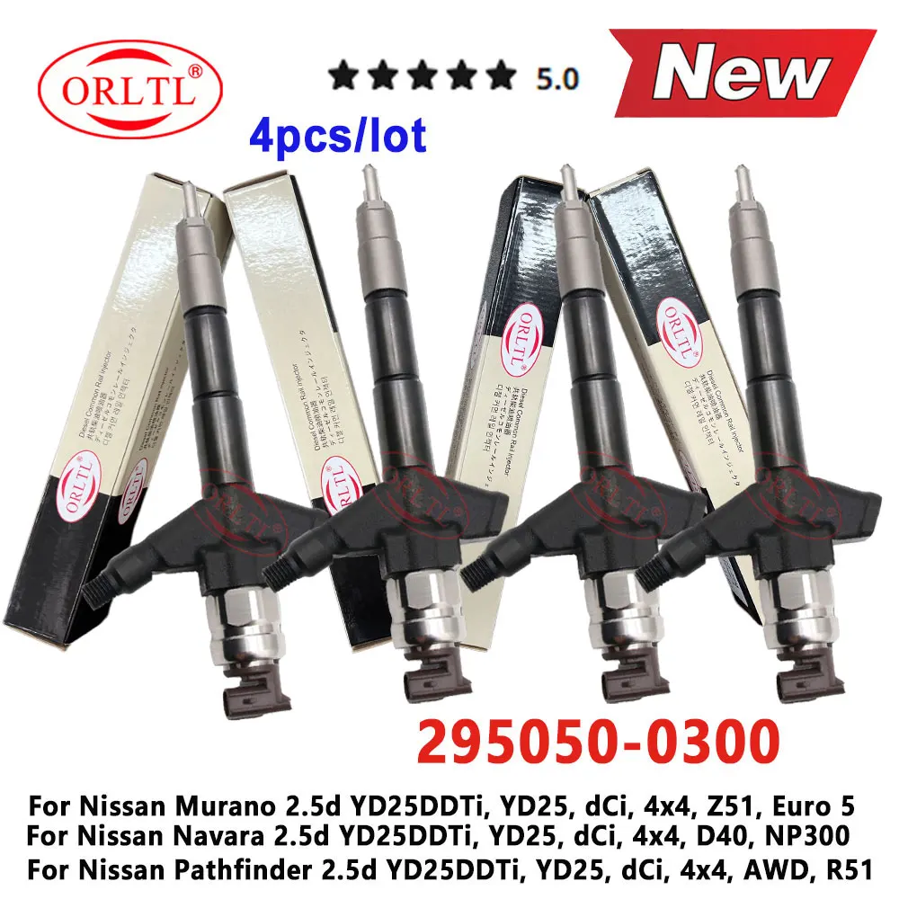 

295050-0300 Diesel Fuel Injector 295050-0301 for Denso Nissan Navara D40 16600-5X00A 16600-5X01A 16600-1AT0A 2950500300 4 PCS