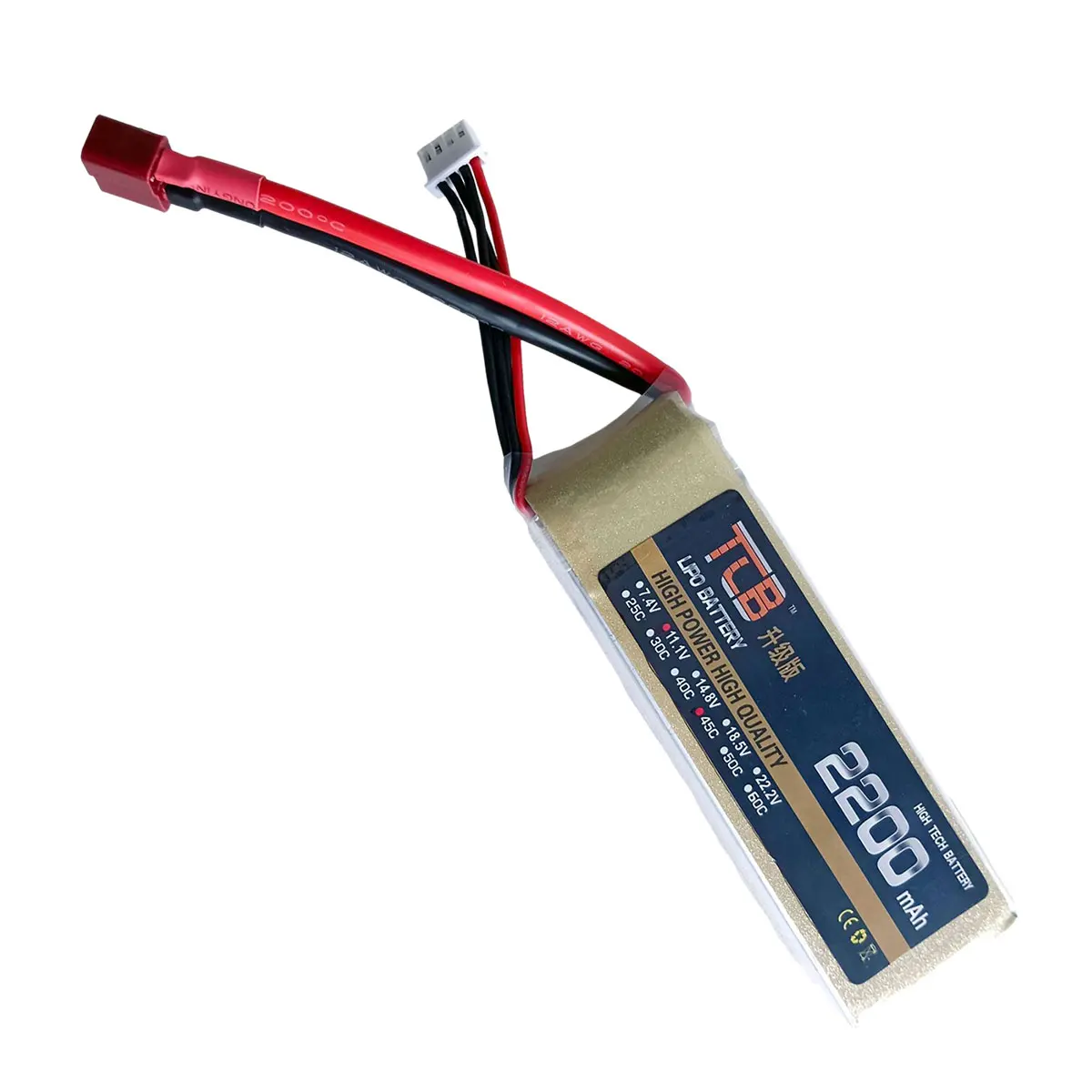 

45C 2200mAh 2S7.4V 3S11.1V 4S14.8V 5S18.5V 6S22.2V Upgrade LiPo Battery T-plug