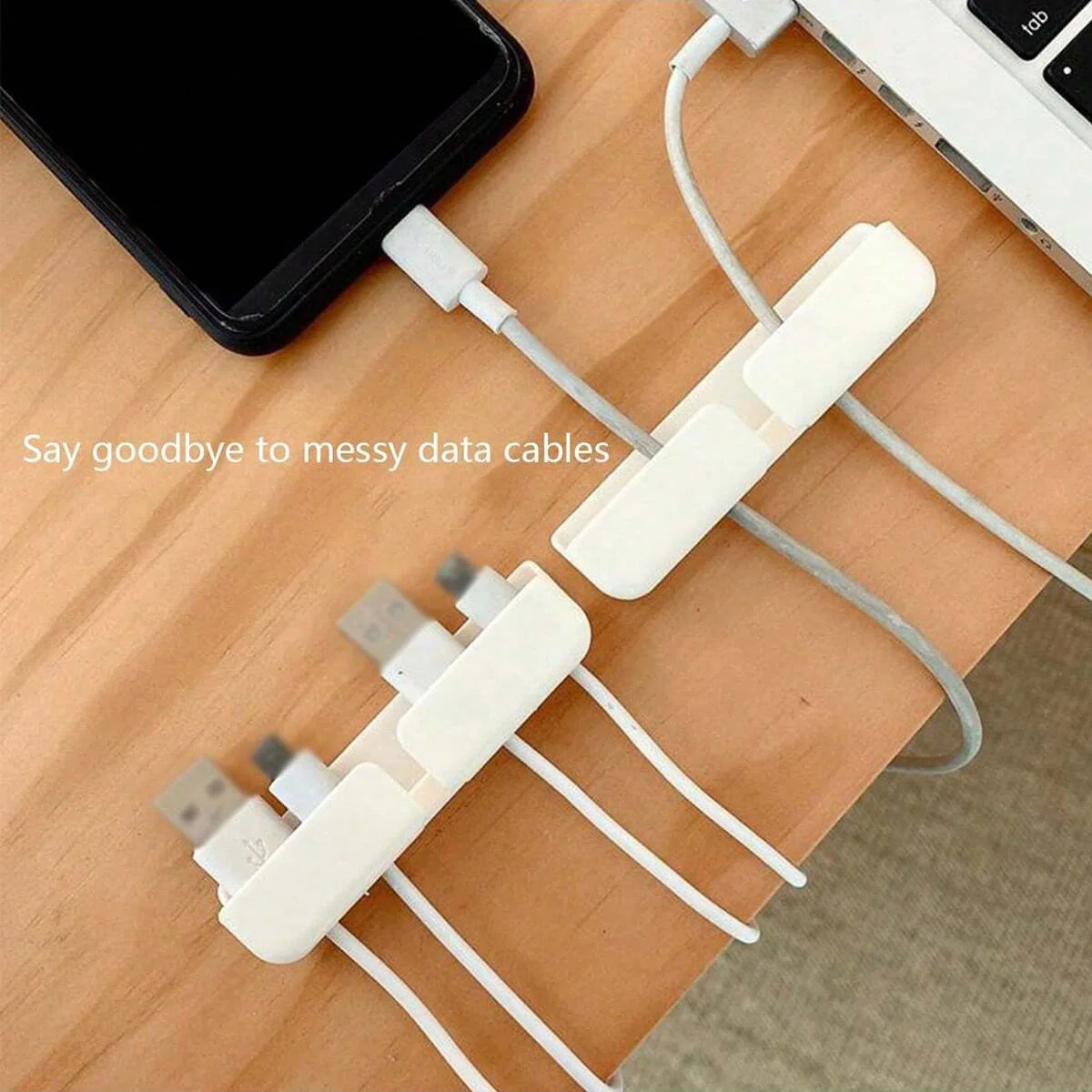 Desktop Cable Organizer, Data Cable Storage Clip, Self-Adhesive Wire Organizer, 3-Pack