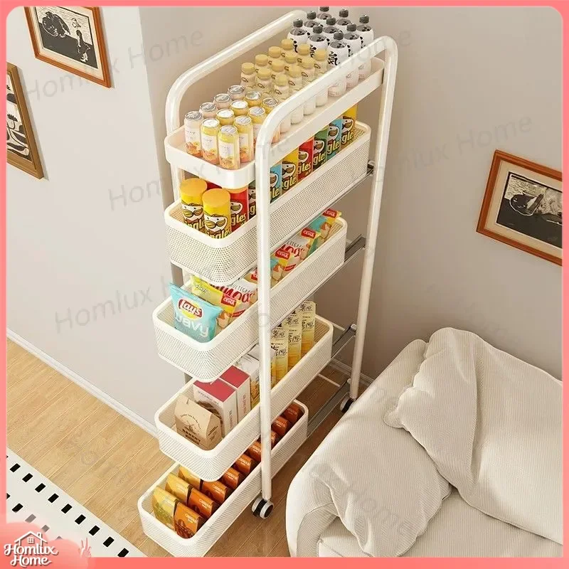 Pull Out Crevice Rack for Kitchen Refrigerator Narrow Gap Storage Organizer Bathroom Trolley Simple Modern Space Saving