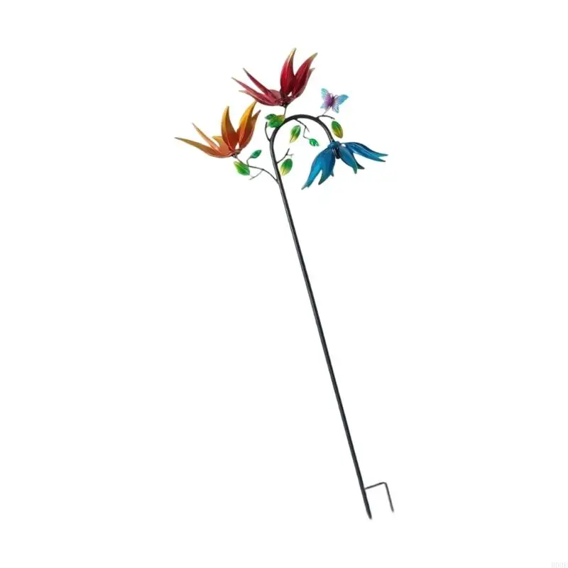 Metall-Garten-Windradpfahl, 30 x 95 dreirädriges Eisen-Yard-Stück mit Bodeneinsatz für Rasen- und Blumenbereich B03E – Detail 7