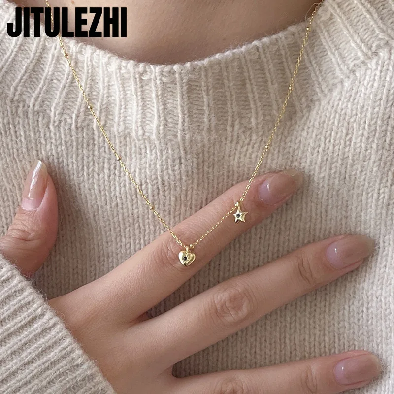 Collar con colgante de plata de ley 925 para mujer, joyería, Collar de amor, cadena de cuello en forma de corazón Simple y elegante de alta calidad