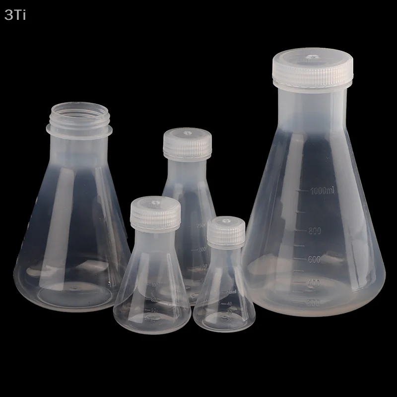 50ml To 1000ml Lab Plastic Erlenmeyer Flask Conical Container Bottle With Screw Cap For Laboratory Experiment