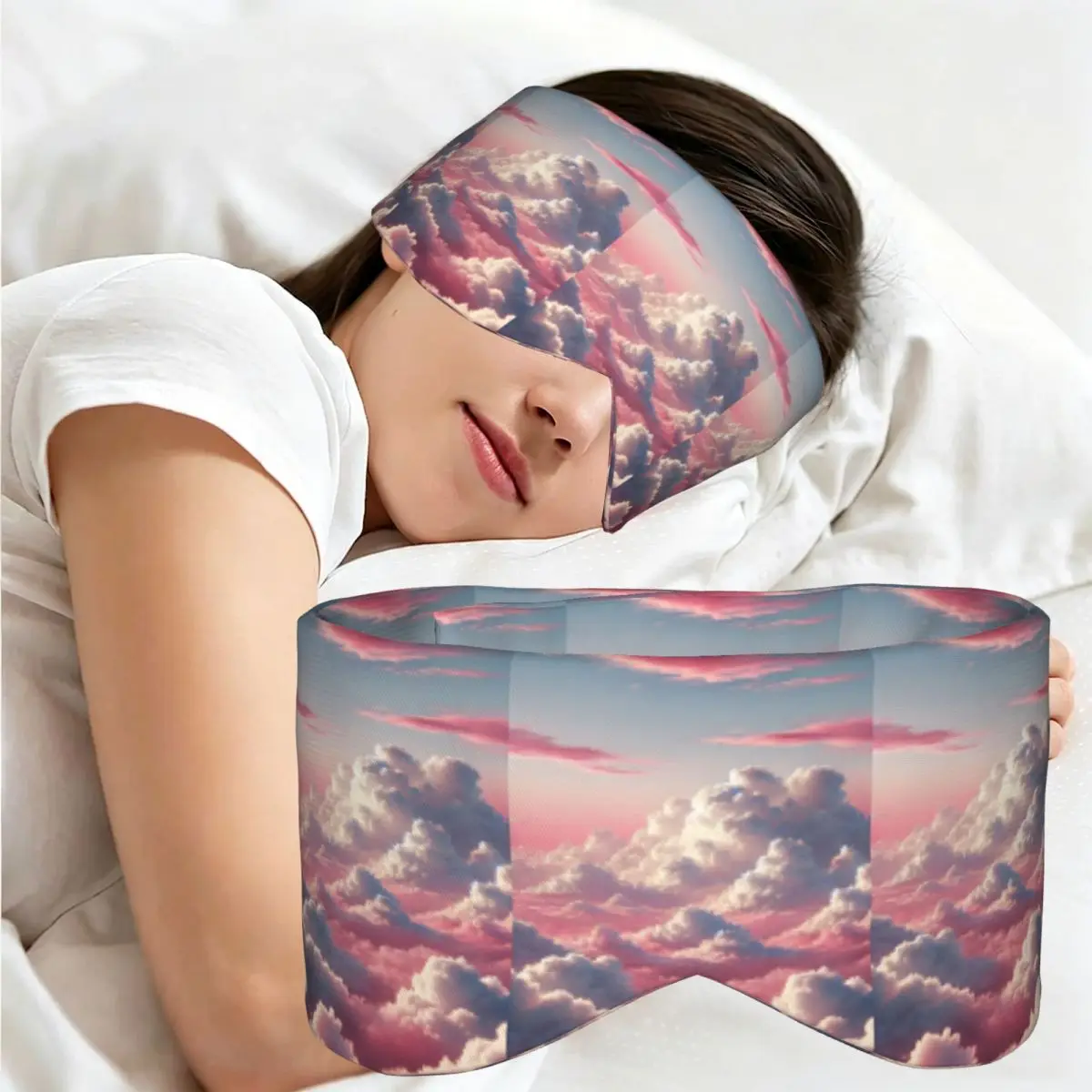 Pink Clouds Sky Large Sunset Glow sleep mask Light Blocking Portable Eye Cover for Girls Boys Home Sleeping Eyeshade eyepatch