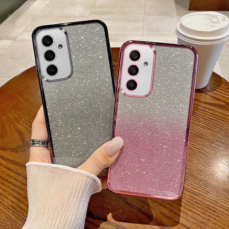 

Cover For GalaxyA55 Luxury Gradient Glitter Plating Phone Case for Samsung Galaxy A55 55 5G Silicone Protect Back Cover A 55