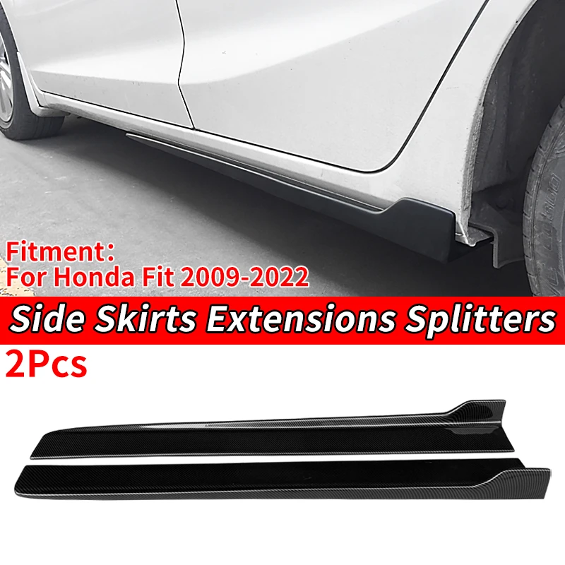 

Car Side Skirts Extensions Bumper Door Lip Splitters Winglet Carbon Fiber Look Accessories ABS For Honda Fit 2009-2022 2020 2021