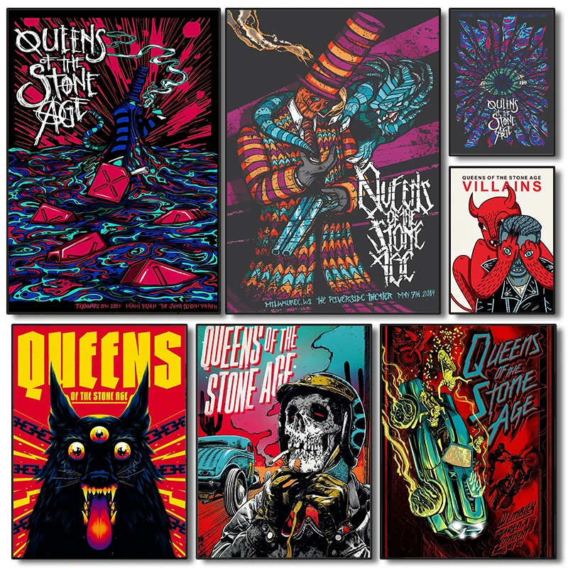 Rock Band Queens of the Stone Age Poster Rock Music Prints Canvas Painting Music Wall Art Pictures Home Living Room Decoration