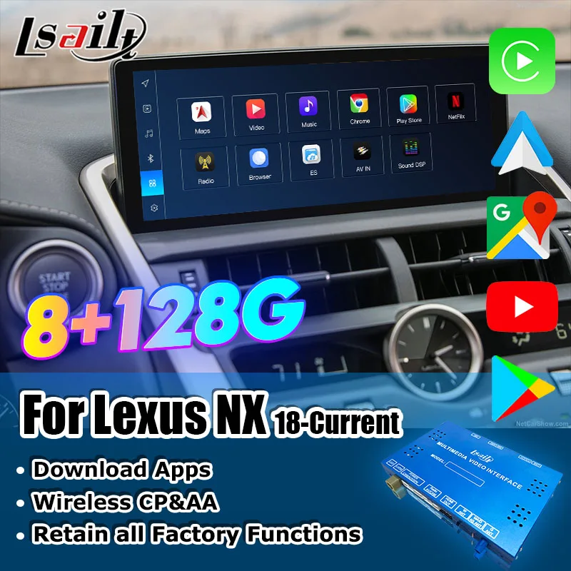 8 + 128G интерфейс Qualcomm Android для Lexus NX200 NX300h 2018-с восьмиядерным процессором, монитором подголовника, контактным контактом, беспроводной AA CP