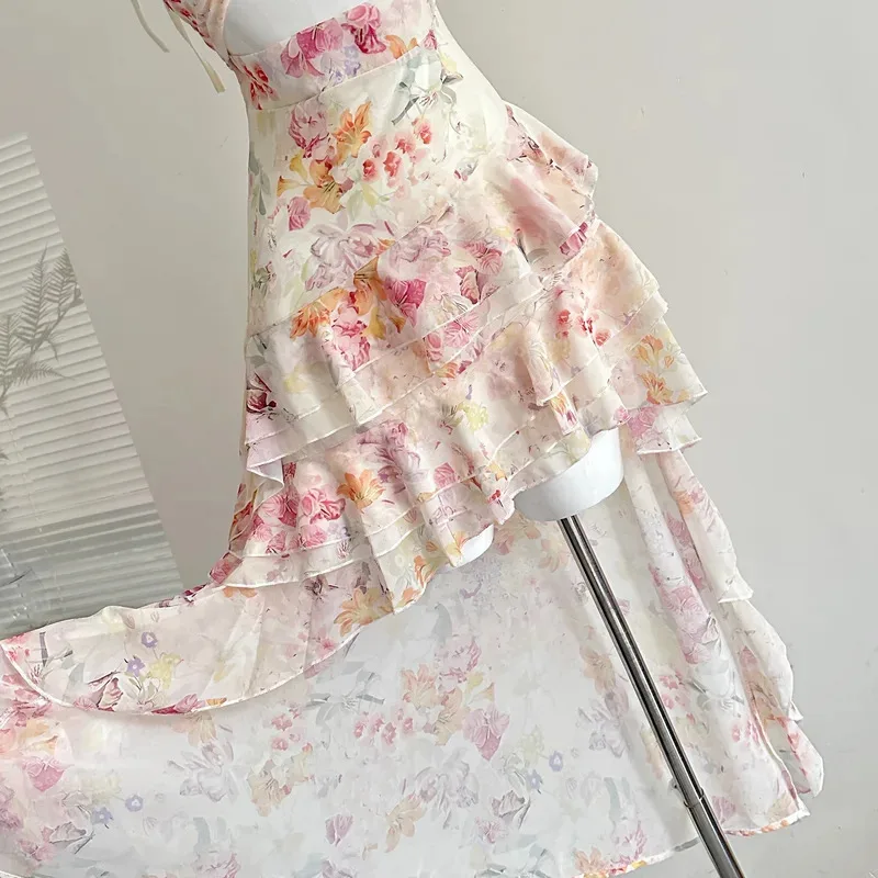 ฤดูร้อนผู้หญิงวันเกิดพรหมชุด Cami Midi Coquette ภาษาฝรั่งเศสคํา Vintage Hollow Out วันหยุด Frock ชุดราตรี One - Piece Party ความงาม