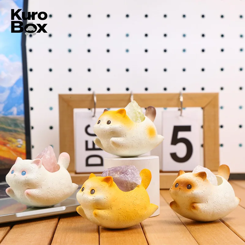 

Cat Shaking Crystal Resin Ornament Cute Cartoon Figurine Natural Crystal Decor Living Room Desktop Home Decor For Cat Lovers