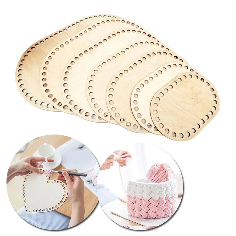 Crochet Basket Base Oval Blank Solid Natural Wooden Basket Bottom for Diy Basket Weaving Supply Craft Making Home Decoration