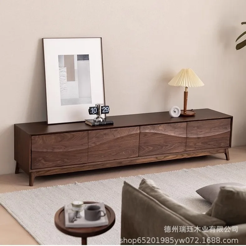 

North American black walnut TV cabinet, all solid wood living room locker, audio-visualcabinet, Nordic modern simple log furnit