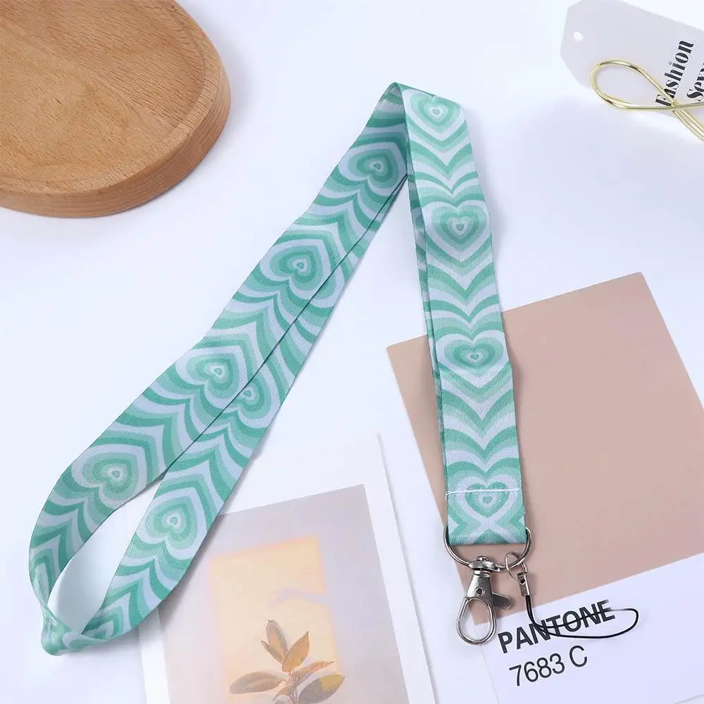 Key Ring Holder Webbings Ribbon Name Tag Holder Keychain Badge Holder Heart Lanyard Love Neck Strap ID Card Pass Hang Rope