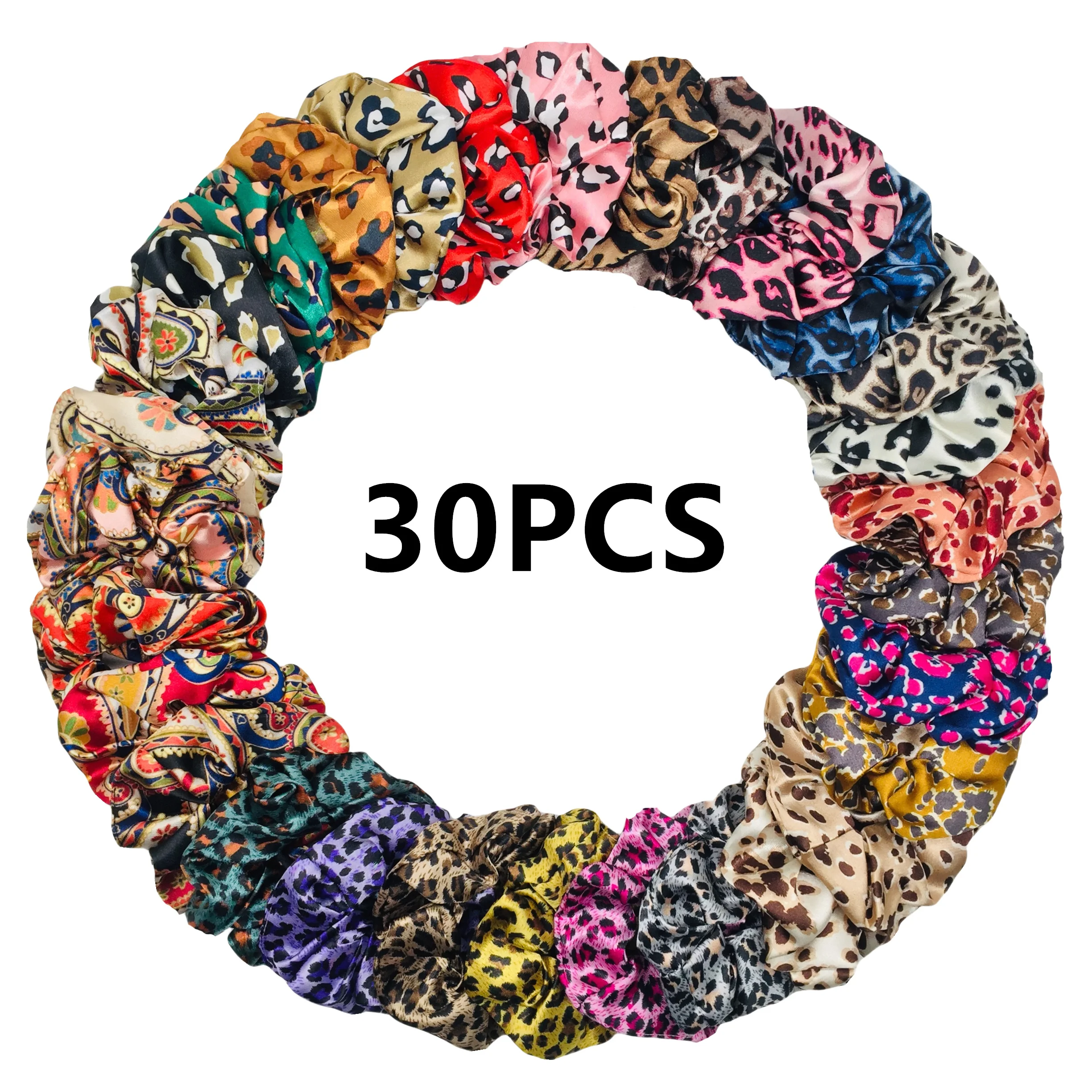 50/40/30pcs/10pcs Hair Scrunchies for Women Girl Plush Elastic Tie Rubber Band Christmas Santa Accessories Fluffy Fake Fur Satin