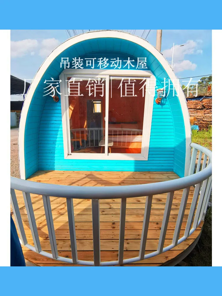 Customized mobile wooden house for people\'s accommodation, small house for outdoor assembly, simple house, boat type,