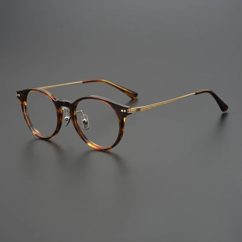Retro Pure Titanium Female Prescription Handmade Glasses Myopia Lightweight Eyeglasses Male Tortoiseshell Acetate Reading Frame