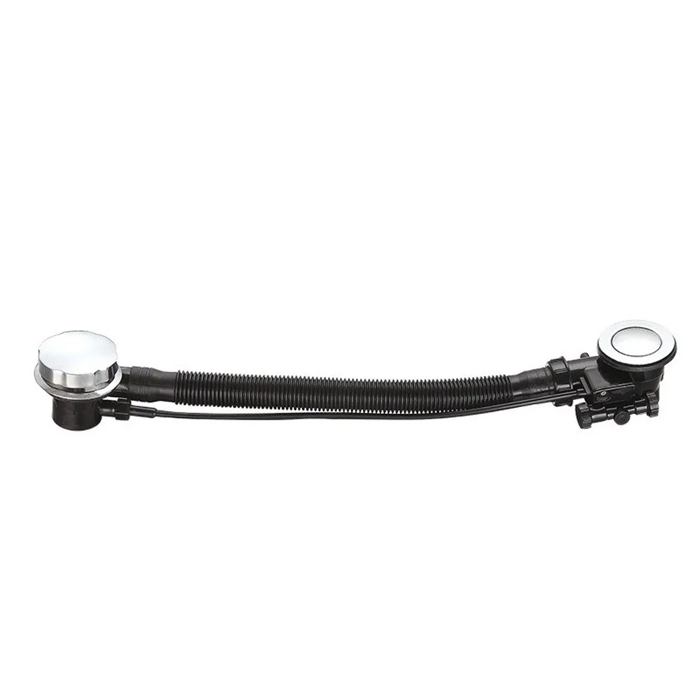 Brass Bath Waste Overflow Assembly with Chrome Finish and Integrated Drain Cover for G1 1/2 Waste Outlet and 550mm Pipe Setup