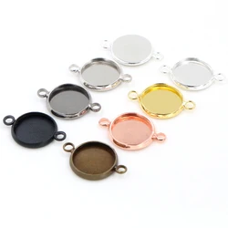 Iron Metals 20pcs/lot 10mm 12mm Inner Size 7 Colors two Loops Style Cabochon Base Cameo Setting Charms Pendant