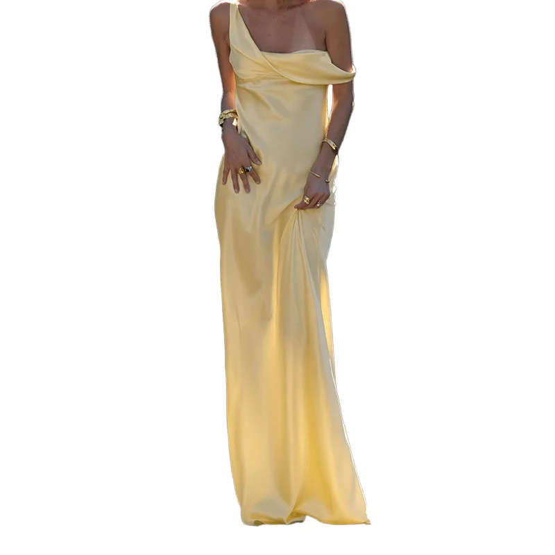 エレ純色ストラップサテン ドクターサマー ロングホリデー スレ ハイウエストニット レディース ファイオン ティエンド ノースベ ドクターサマー