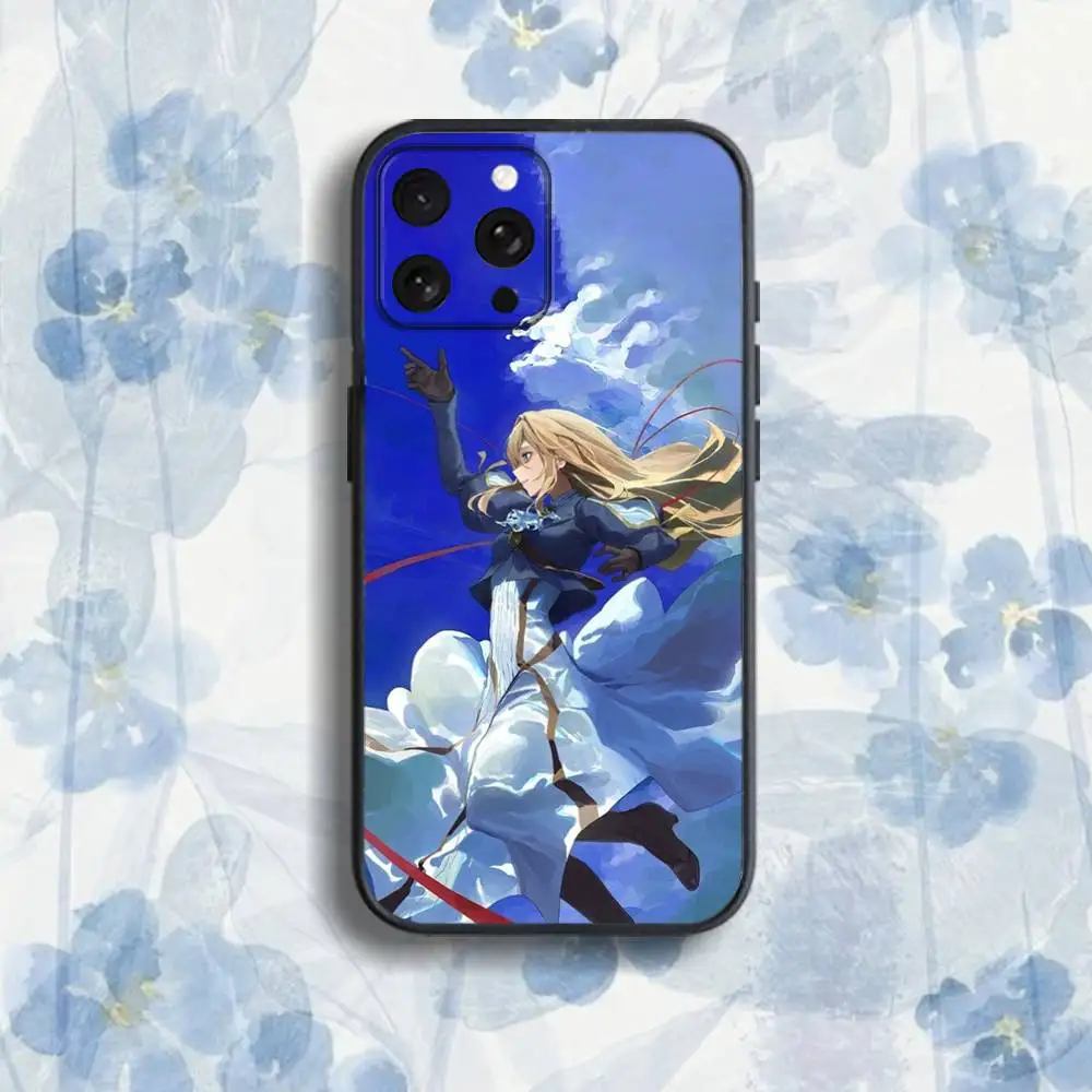 V-Violet Evergarden-es Phone Case For iPhone 17,16,15,14,13,12,Pro,Max,Plus,E,SE4,Air,Mini Black Soft Box